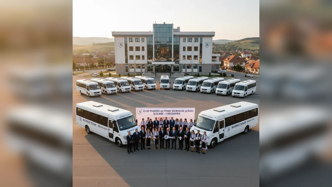 25 de primării din județ au primit microbuze școlare pentru transportul elevilor, vineri 5 decembrie