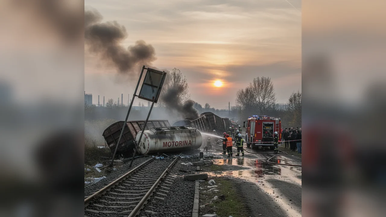 Accident grav în Giurgiu: Tren și cisternă cu motorină colizionate