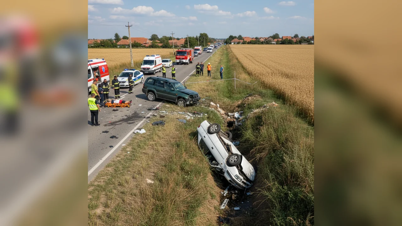 Accident rutier în apropiere de Uzunu, Giurgiu, în această zi la prânz (VIDEO)