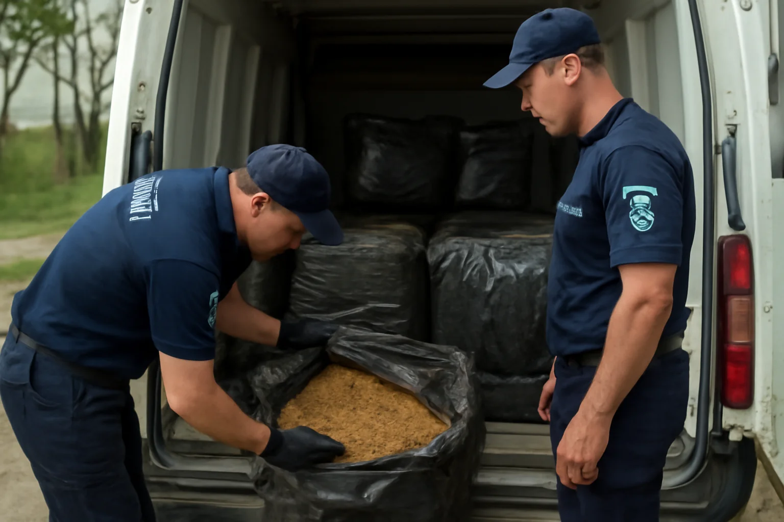 Aproape 100 kg de tutun vrac, găsite de polițiștii de frontieră într-un microbuz la Giurgiu