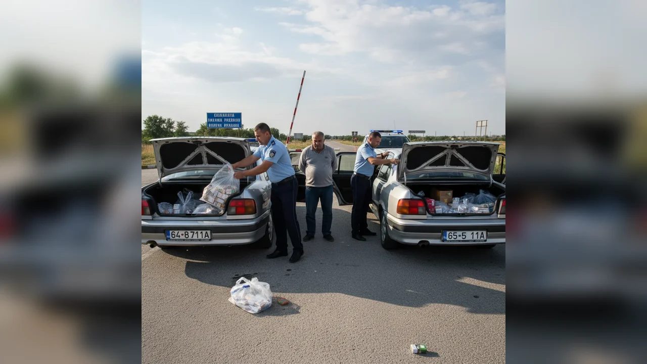 Aproximativ 80.000 de țigări de contrabandă, descoperite de polițiștii de frontieră în două mașini conduse de cetățeni bulgari, la intrarea în țară fără acte