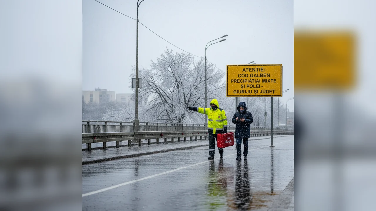 Avertizare de cod galben pentru precipitații mixte și polei în municipiul Giurgiu și mai multe localități din județ
