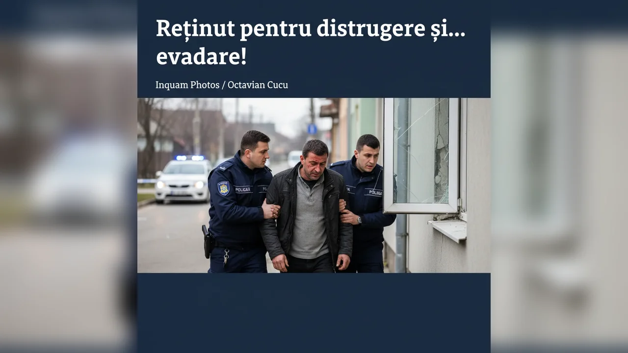 Bărbat prins după acte de vandalism și tentativă de fugă din arest