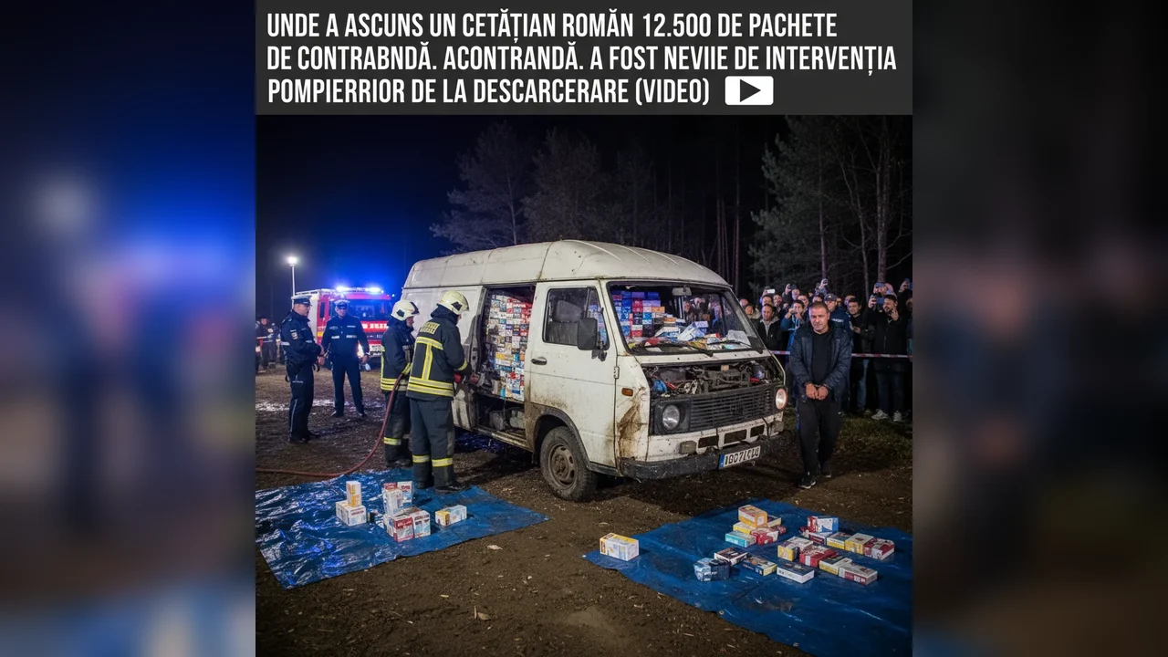 Cetățean român prins cu 12.500 de pachete de țigări de contrabandă ascunse; pompierii de la descarcerare au intervenit (VIDEO)
