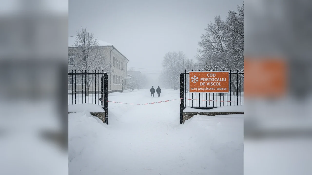 Cursurile față în față suspendate miercuri în toate școlile din Giurgiu din cauza viscolului