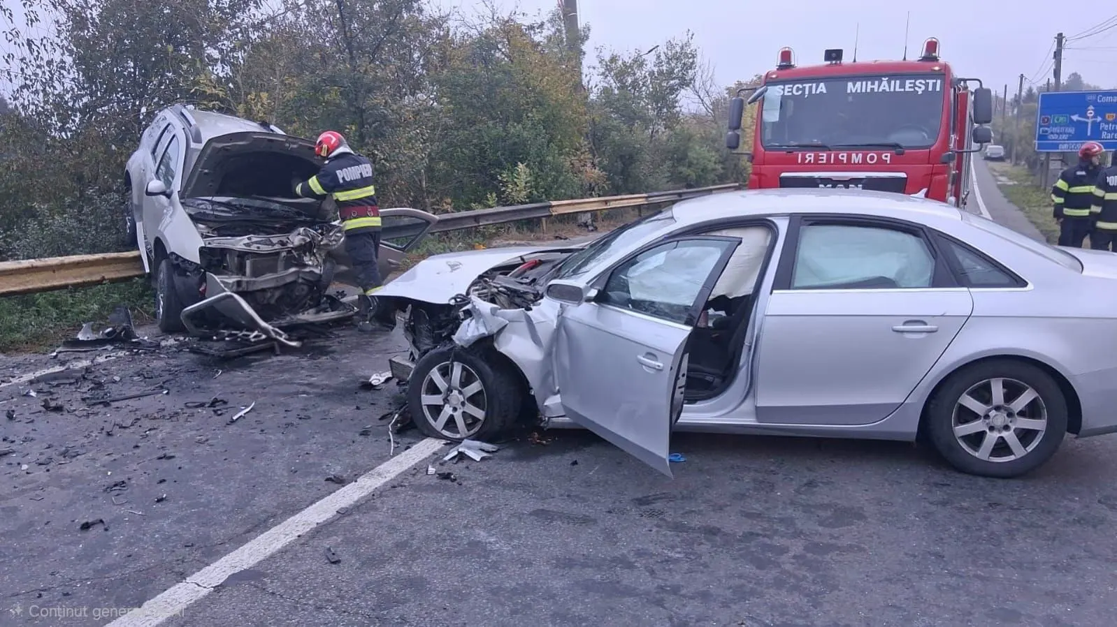 Accident pe DN6 lângă Naipu: doi șoferi la spital, unul extras din mașină