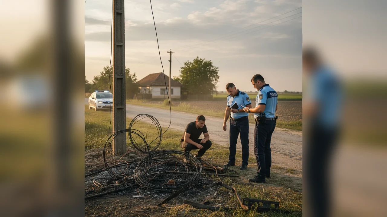 Dosar penal deschis la Giurgiu pentru incendierea unor conductori electrici din cupru
