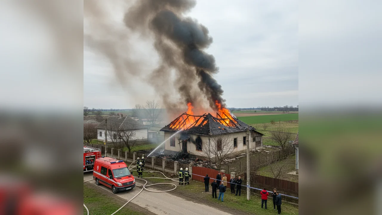 Incendiu cauzat de scurtcircuit la o casă din Bila, județul Giurgiu, marți după-amiază