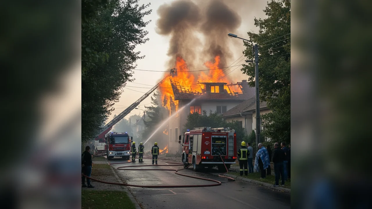 Incendiu devastator la o casă din Băneasa în această dimineață