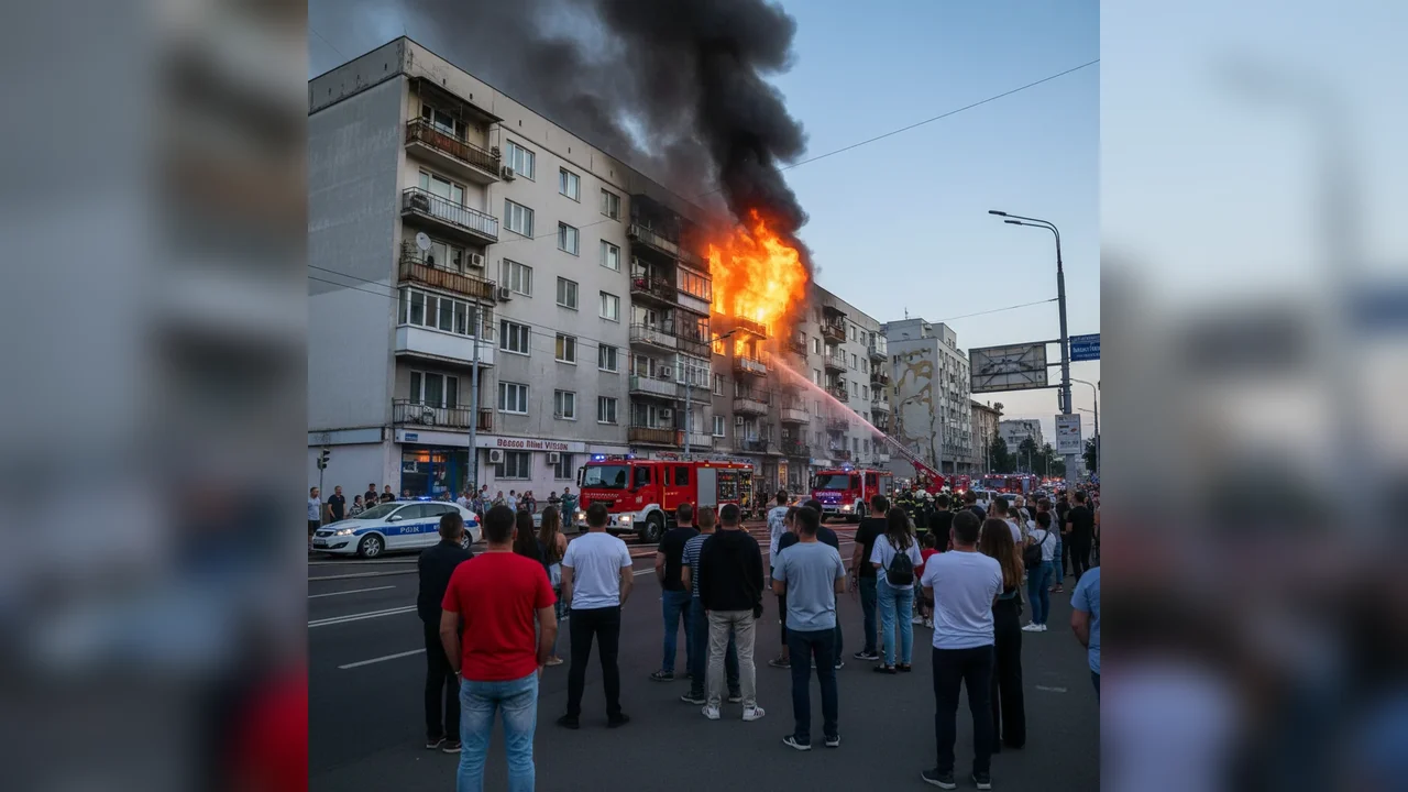 Incendiu la un bloc de pe Bulevardul Mihai Viteazu din Giurgiu, zeci de locatari evacuați