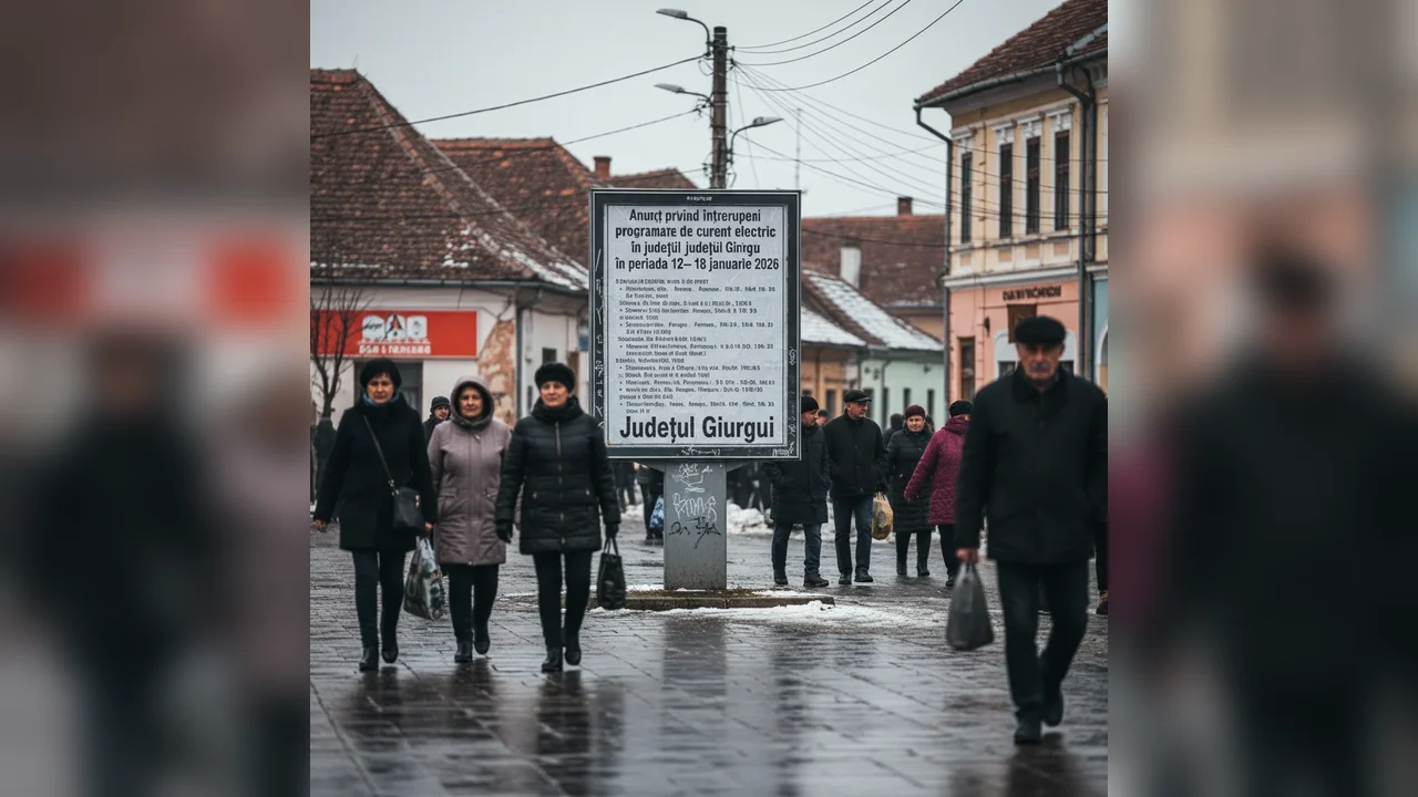 Întreruperi programate de curent anunțate pentru județul Giurgiu în perioada 12–18 ianuarie 2026