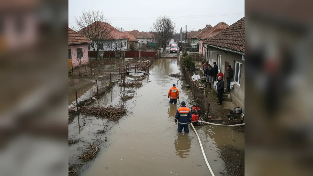 Inundații cauzate de topirea zăpezilor afectează mai multe gospodării din Giurgiu, intervenție rapidă a pompierilor în Mihăilești și Bolintin-Vale