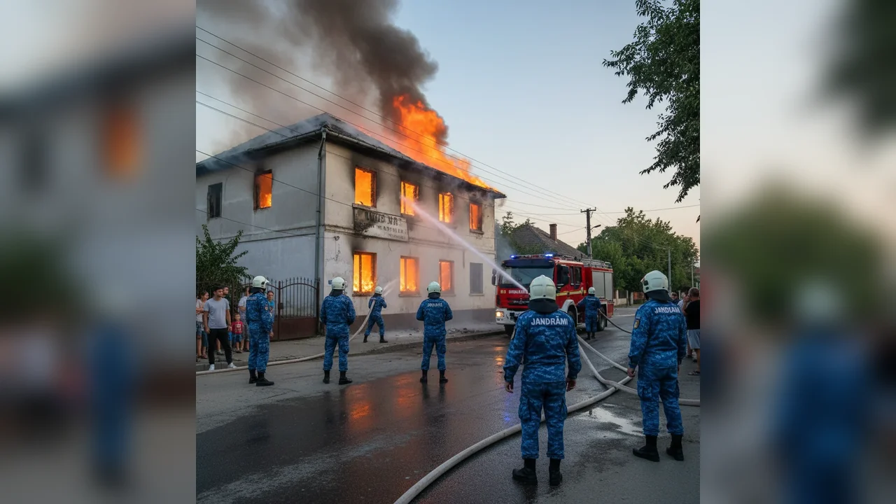 Jandarmii din Giurgiu sar în ajutor la un incendiu în Bolintin Vale – imagini video de la intervenție