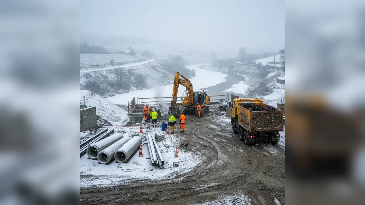 Lucrări de 6 milioane de euro la Florești-Stoenești, derulate chiar și pe timp de vreme nefavorabilă