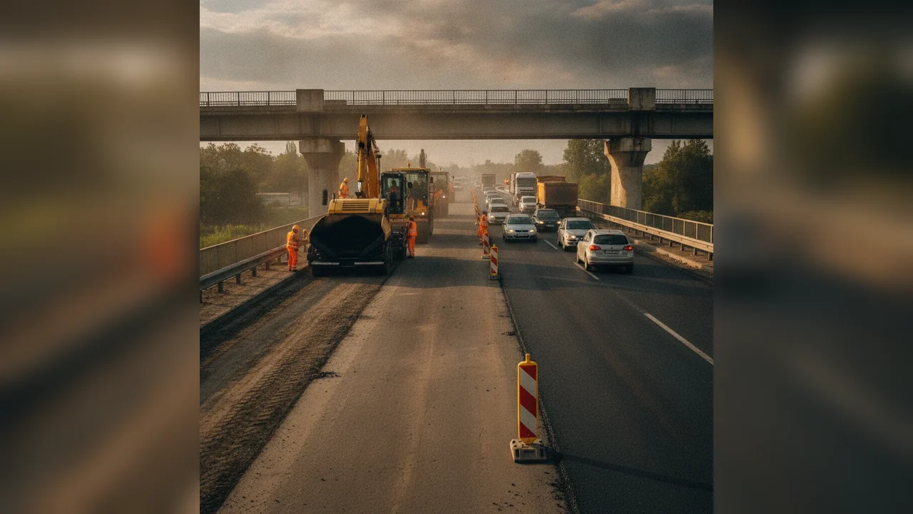 Lucrări la carosabil lângă Pod Bizetz Giurgiu: Trafic îngreunat