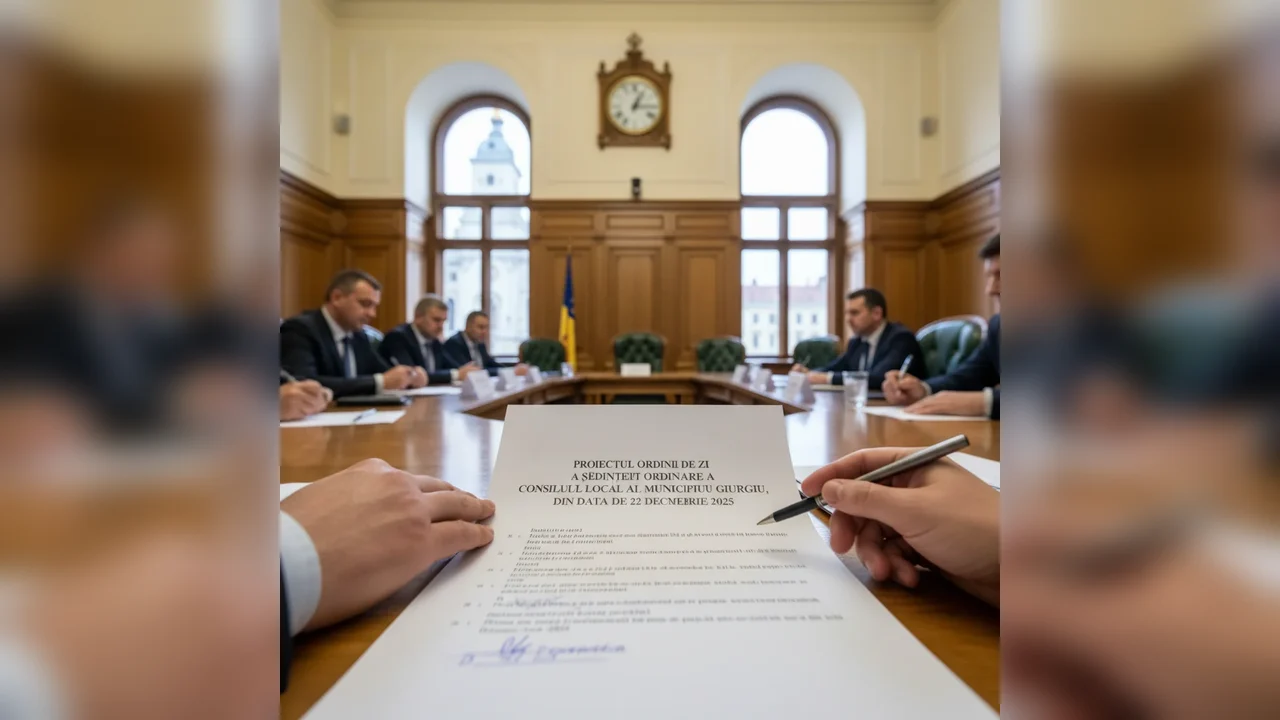 Ordinea de Zi a Ședinței Ordinare a Consiliului Local Giurgiu din 22 decembrie 2025