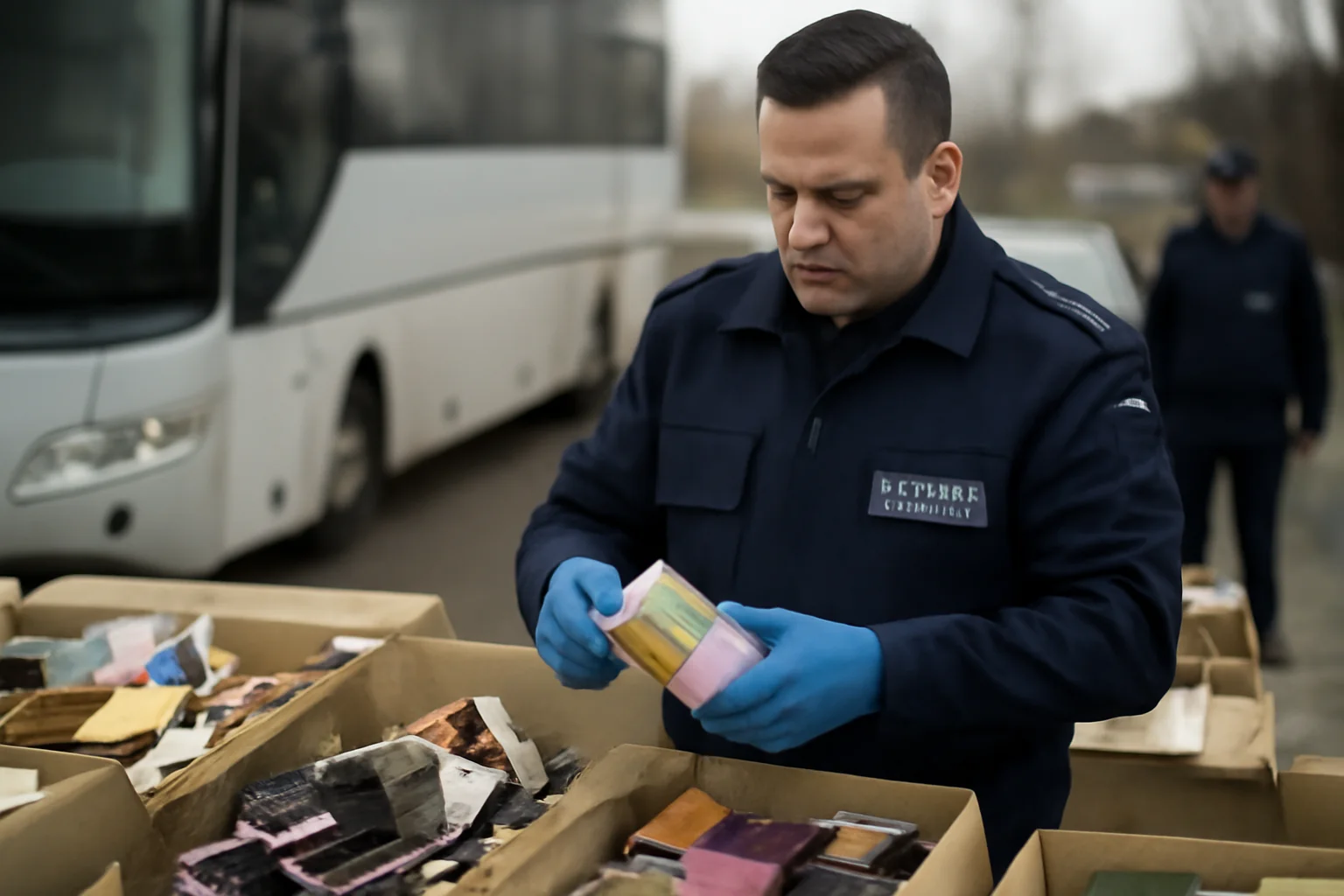 Peste 1.100 de produse suspecte de contrafacere depistate în autocare controlate pe DN5 la Giurgiu