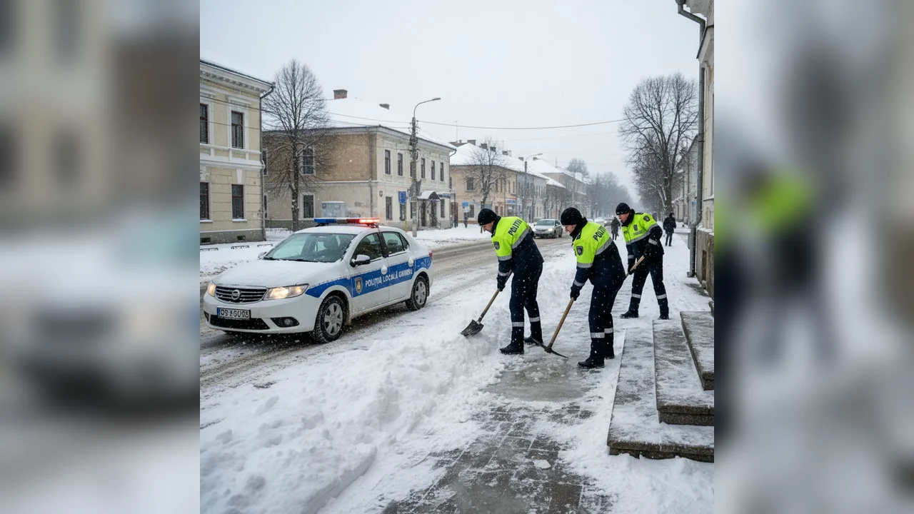 Poliția Locală Giurgiu reamintește obligațiile privind curățarea zăpezii și gheții în municipiu