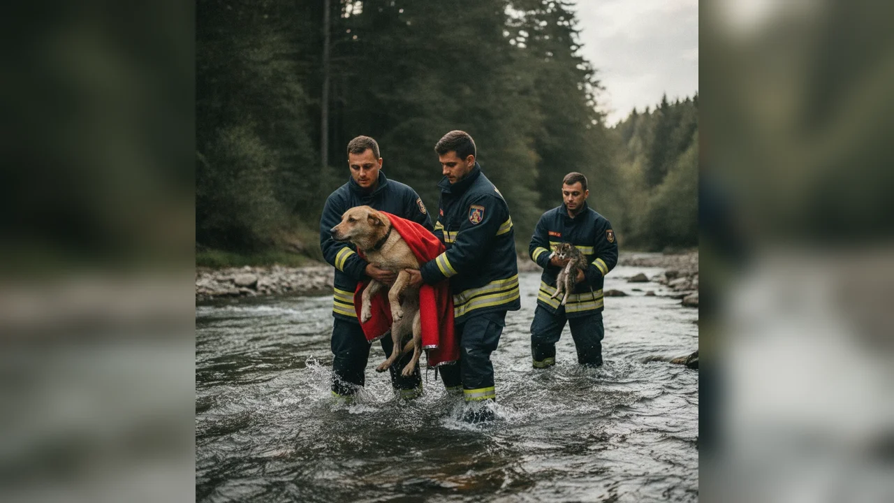 Pompierii din Giurgiu au salvat o pisică dintr-o fântână și un câine dintr-o fosă