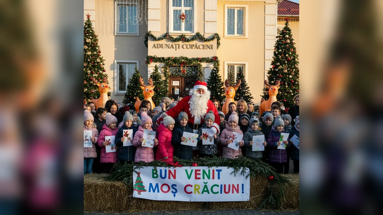primarul Daniel Rusu și copiii din școli și grădinițe l-au întâmpinat cu poezii și colinde