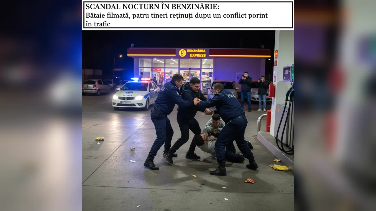 Scandal nocturn în benzinărie: patru tineri reținuți după bătaie
