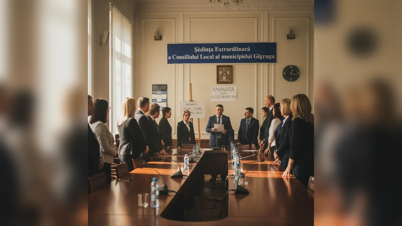 Ședința Extraordinară a Consiliului Local Giurgiu din 5 decembrie amânată pentru 8 decembrie 2025