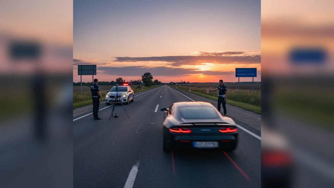 Șofer amendat cu 4.050 lei pentru 206 km/h pe DN5