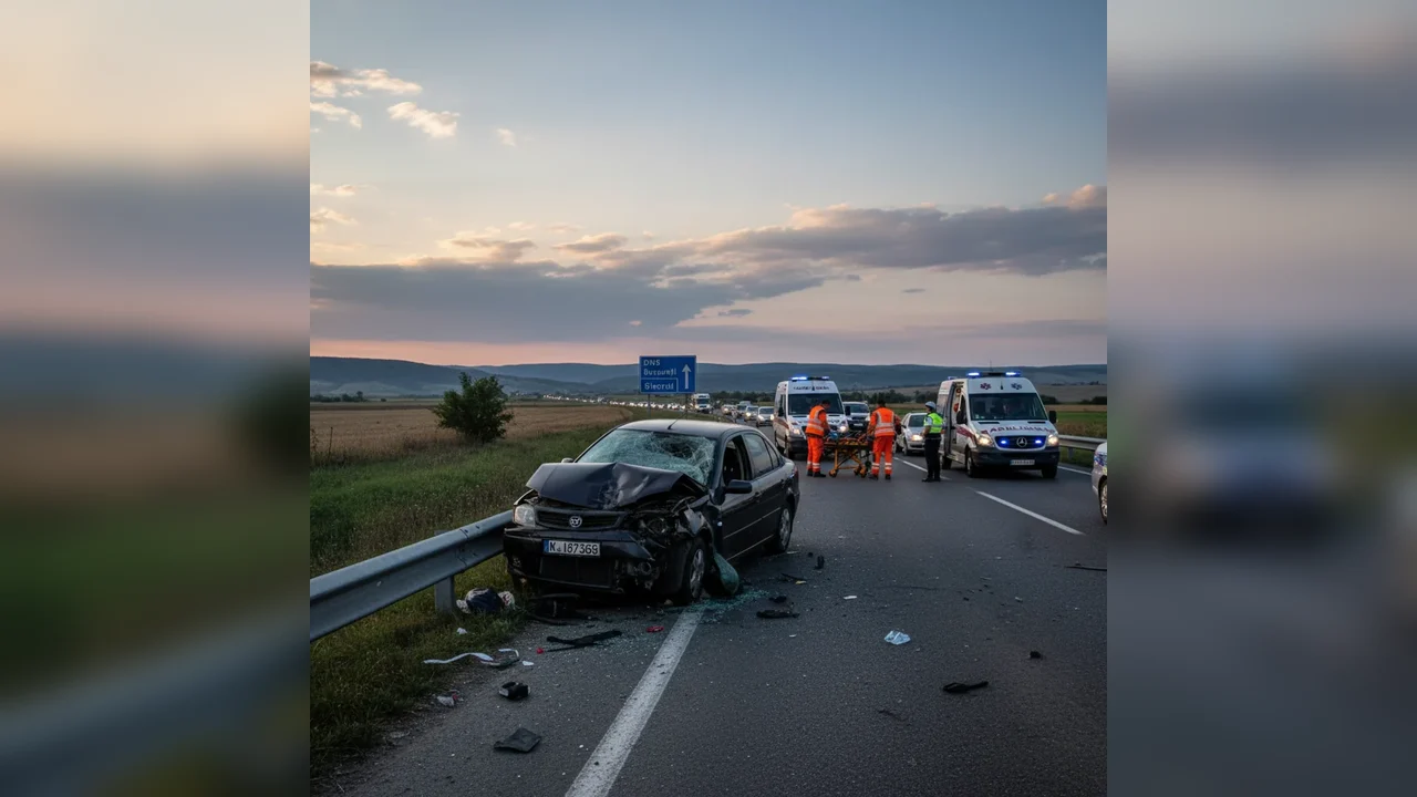 Șofer rănit într-un accident pe DN5, în județul Giurgiu, transportat la un spital din București