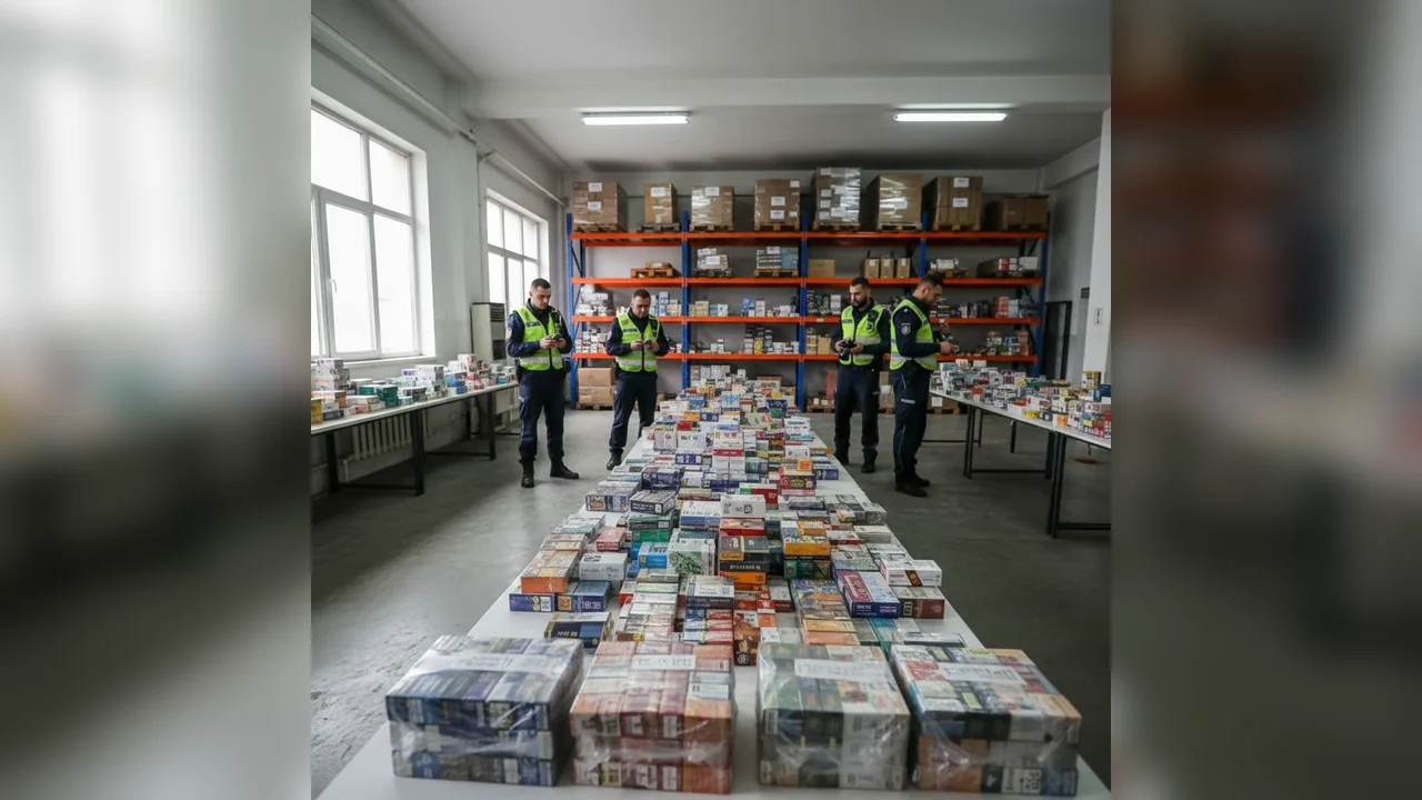 Țigarete de contrabandă de peste 41.000 de lei, descoperite de polițiști pe DN5 la Giurgiu