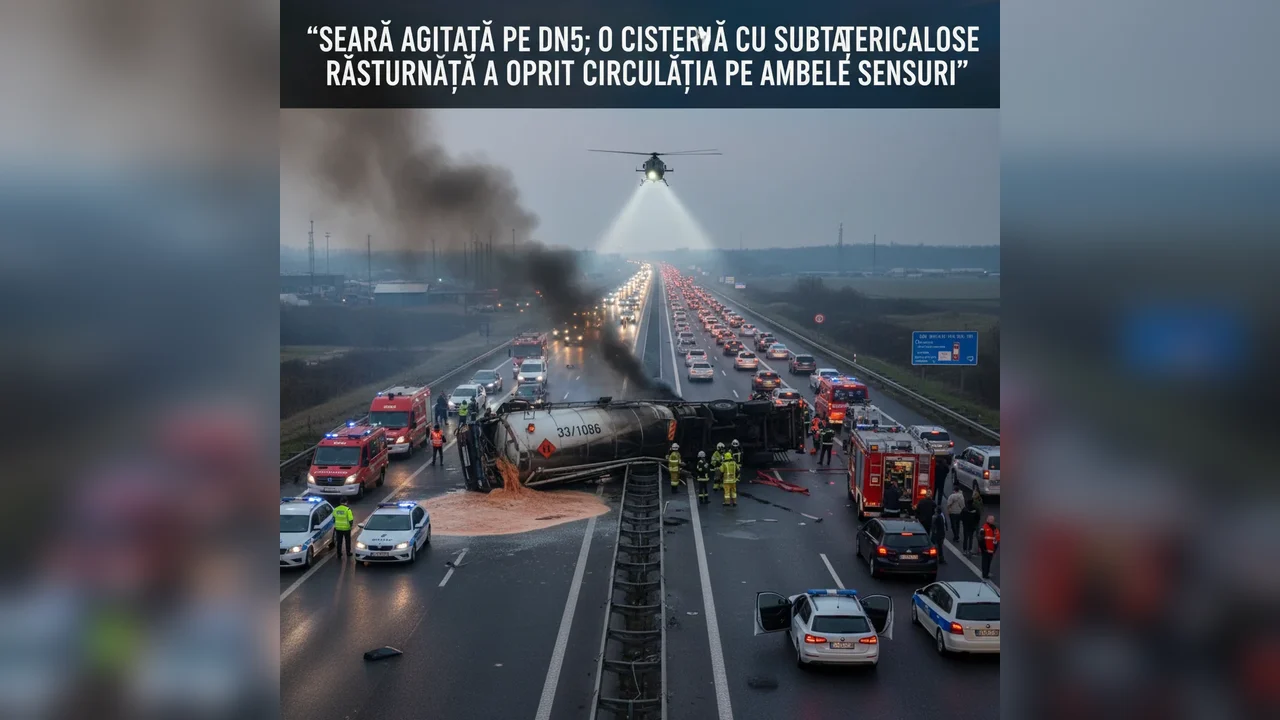 Trafic Blocat Pe DN5 După Răsturnarea Cisternei Cu Substanțe Periculoase