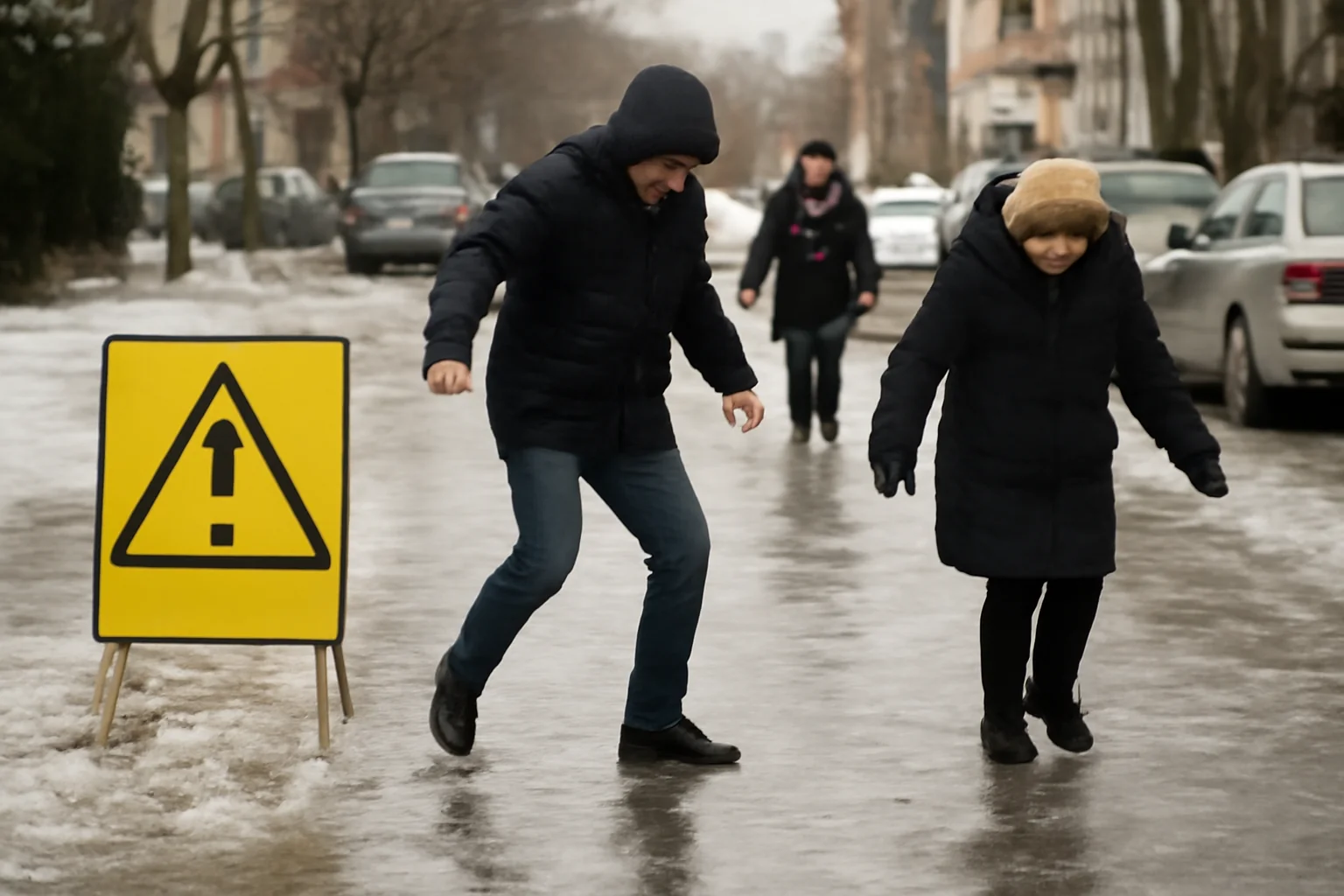 vreme cu precipitații mixte și polei în patru județe, inclusiv Giurgiu – orașul s-a transformat joi într-un veritabil patinoar